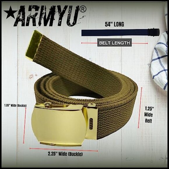 100% Cotton Canvas Military Webbed Belt with Slider Buckle 54\